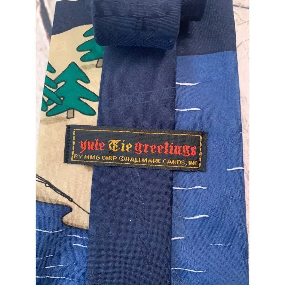 HALLMARK YULETIDE GREETINGS Men's “Santa Fishing” Tie